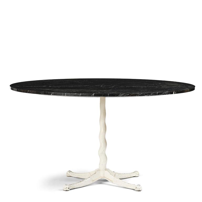 Josef Frank, attributed to, a cast iron table with marble top, Firma Svenskt Tenn, Sweden, 1950s.
