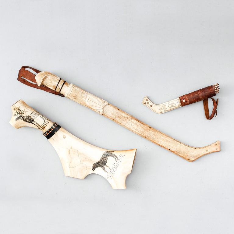 SAMEKNIVAR, 3 st, horn, 1900-talets första hälft och 1900-talets mitt.