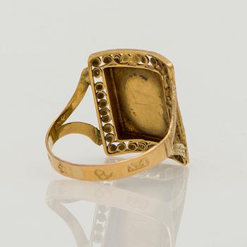 RING, miniatyrbild, filigranarbete, 14K guld. Sverige 1854.