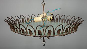 TAKPLAFOND, metall samt glas, möjligen Taidetakomo Hakkarainen, Finland 1930-tal. Diam. 60, h 37.