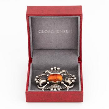 Georg Jensen brosch 173 silver med bärnsten.