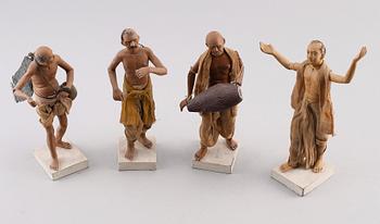 FIGURER, 4 st, terracotta, orientaliska, 1900-talets mitt.