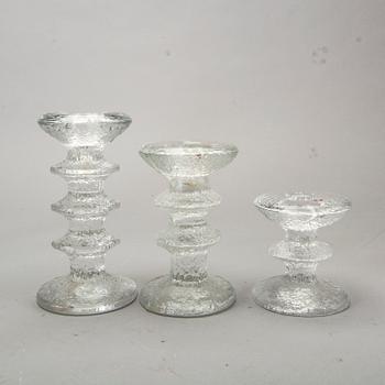 TIMO SARPANEVA, 8 candlesticks "Festivo", Iittala, 5 signed TS.