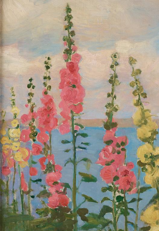 Herman Österlund, Kvinna med stockrosor. (Sommar, Arild).