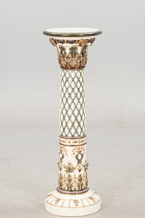 PIEDESTAL, flintgods, majolika, Rörstrand.