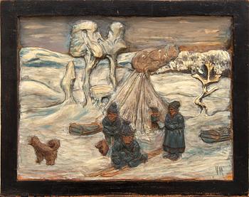 Relief, Trä, signerad VM, 1900-talets första hälft.