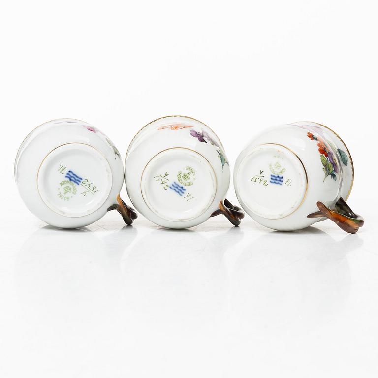 Royal Copenhagen, six cream cups, "Sachsisk Blomst", Denmark, 1889 - 1922.