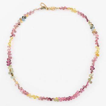 Collier, med flerfärgade turmaliner, lås i 14K guld.