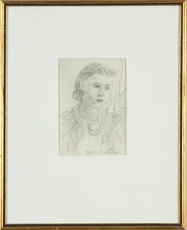 Bror Hjorth, blyertsteckning, signerad.