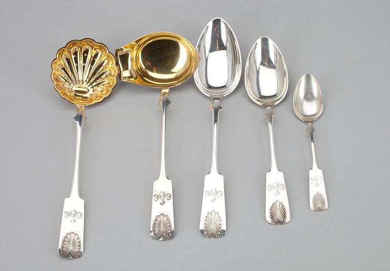 BESTICK, 24 delar, silver, Musslan-serien, olika stämplar, Finland 1920-1944.