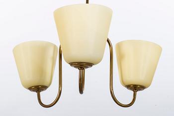 A brass and glass lamp pendant, Swedish Modern, 1940's.