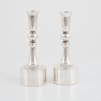 A Pair of Swedish Silver Candlesticks,  mark of KG Markströms, Uppsala 1967.