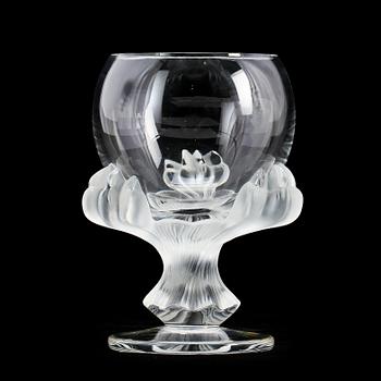 SKÅL PÅ FOT, glas, Lalique, sign "Lalique France".