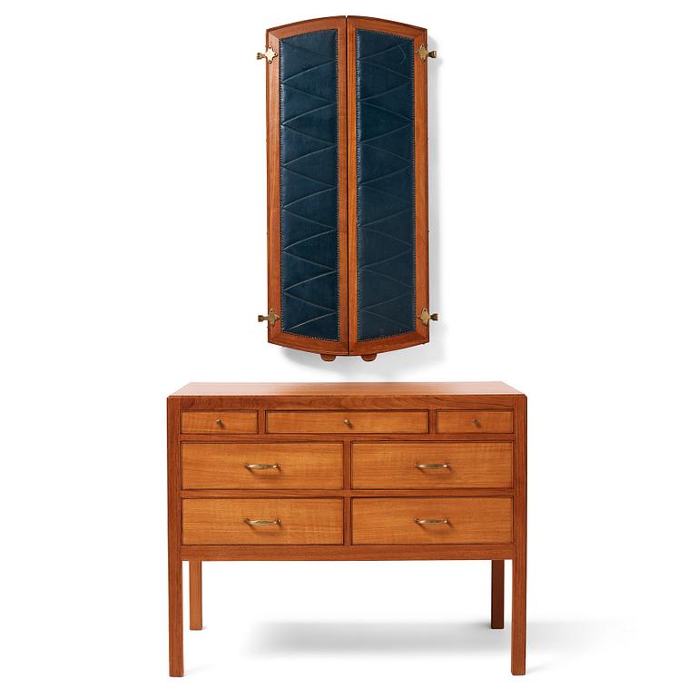 Carl-Axel Acking, a chest of drawers and wall mirror, for The Hotel Malmen, Svenska Möbelfabrikerna Bodafors, Sweden, 1940-50's.