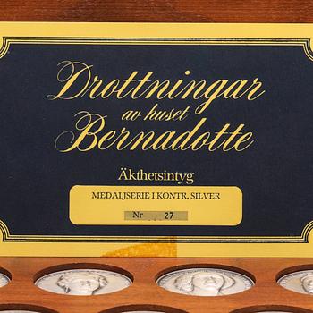 Leo Holmgren, medaljer 7 st  "Drottningar ur huset Bernadotte" silver Sporrong 1978 numread 27/1000.