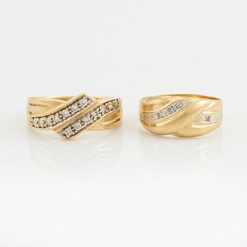 18K gold and diamond rings.