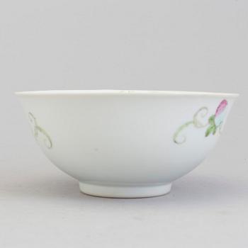 A Chinese famille rose porcelain bowl, Republic, early 20th century with Hongxians mark to the base.