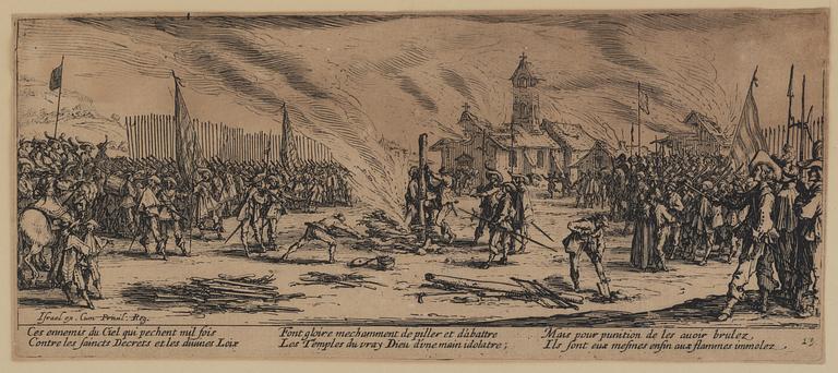 JACQUES CALLOT, the complete set of 18 etchings, 1633, second and third state mixed in the set.