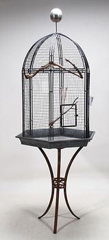 FÅGELBUR MED BORD, metall, Tage Andersen, Danmark sent 1900-tal.