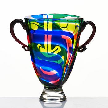 Bengt Lindström, a blasted glass vase, Kosta Boda, numbered 9/95.