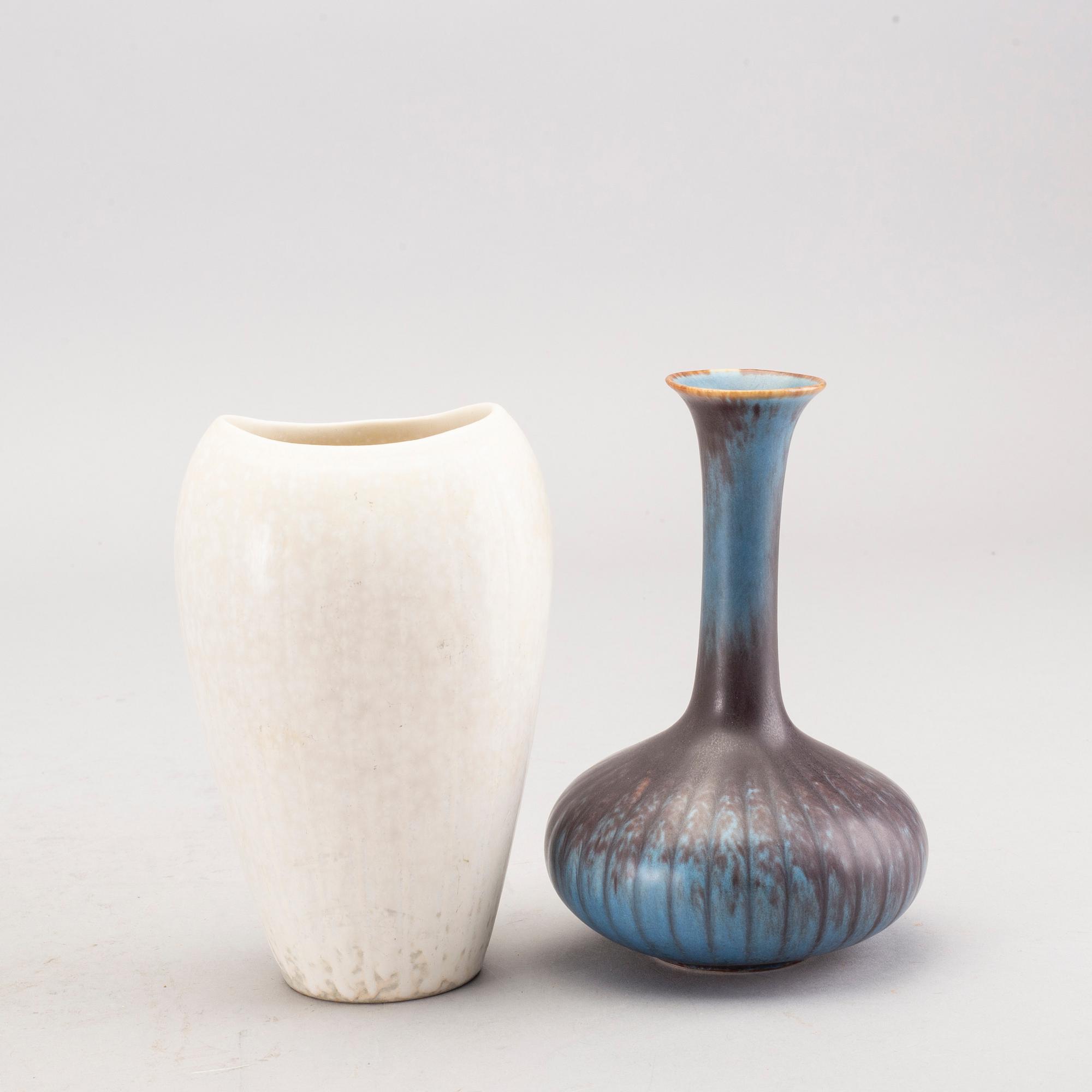 Gunnar Nylund, 4 stonewear vases from Rörstrand.