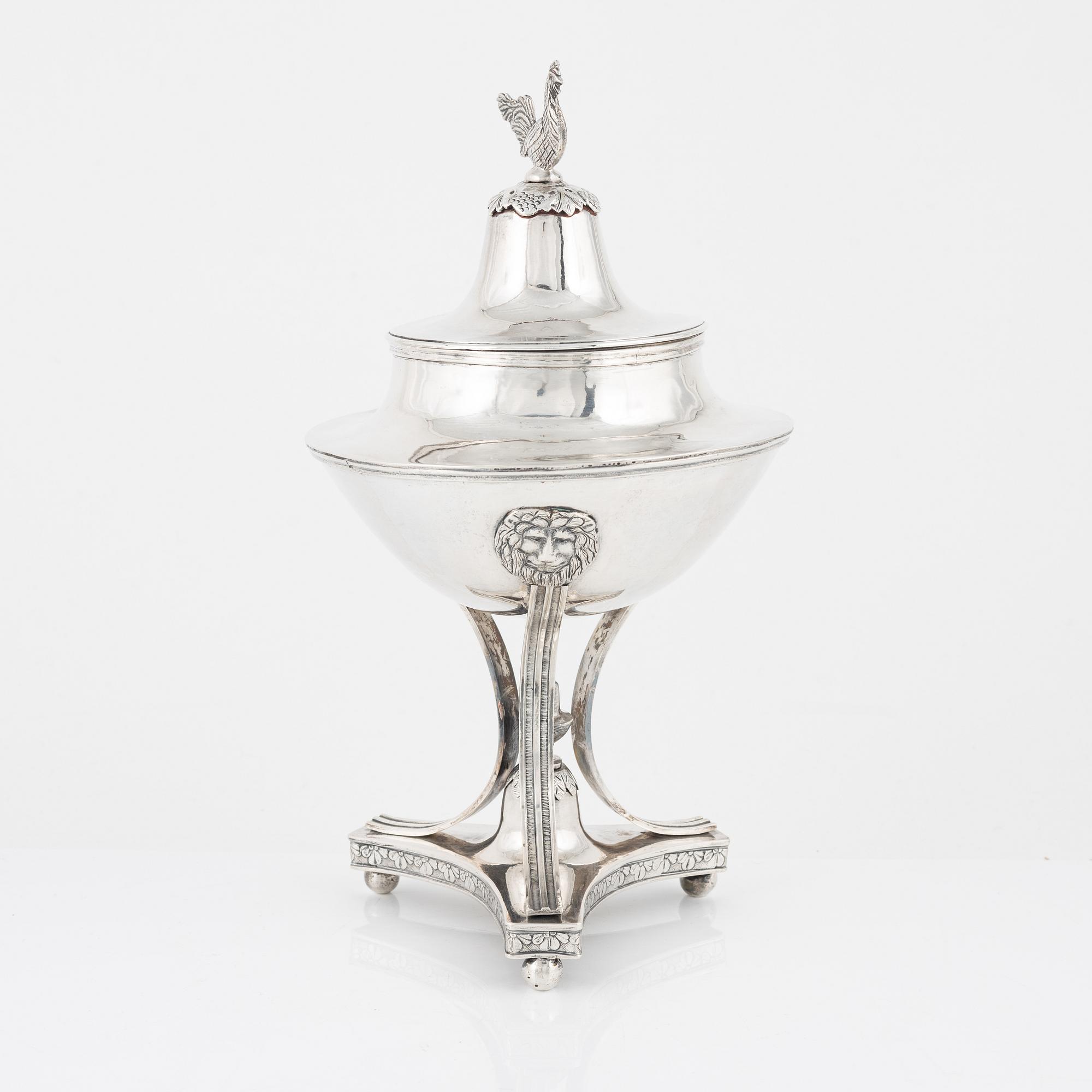 A Swedish Silver Empire Sugar Bowl, mark of Otto Magnus Krook, Nyköping 1815.