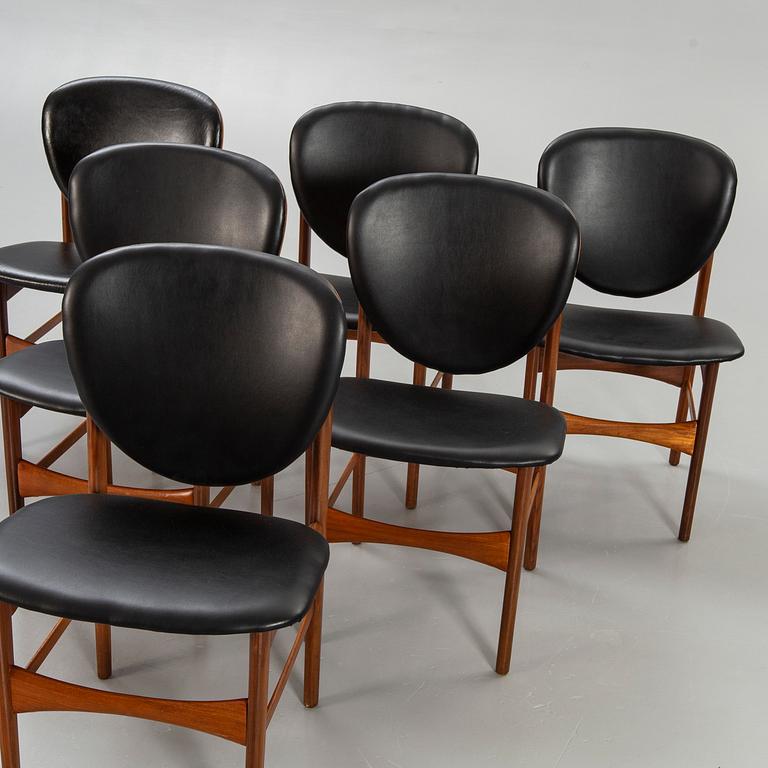 Chairs, 6 pcs, 1960s probably Hovmand Olsen Denmark.