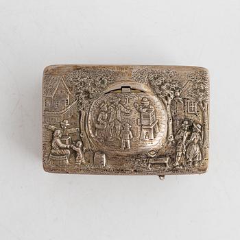 A German rococo style silver-plate music box, 19th century.