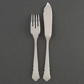 12 psc silver cutlery, 'Chippendale', GAB Stockholm 1937.