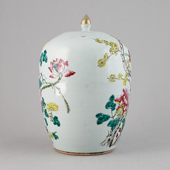 A famille rose jar with cover, China, 20th Century.