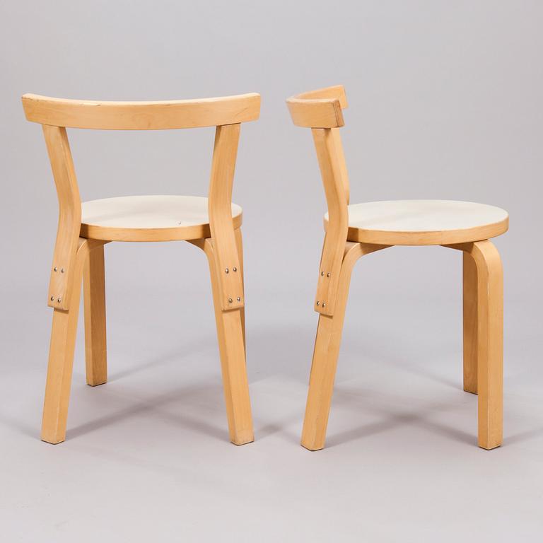 ALVAR AALTO, tuoleja, 5 kpl, malli 68, Artek, 1900-luvun loppu.