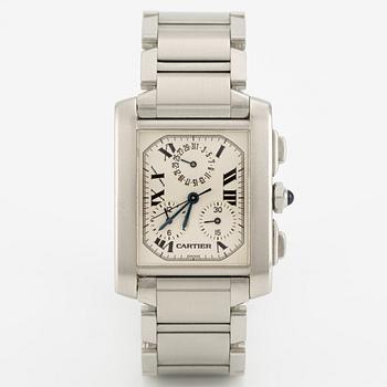 Cartier, Tank Francaise, chronograph, wristwatch, 28 x 28 (36) mm.