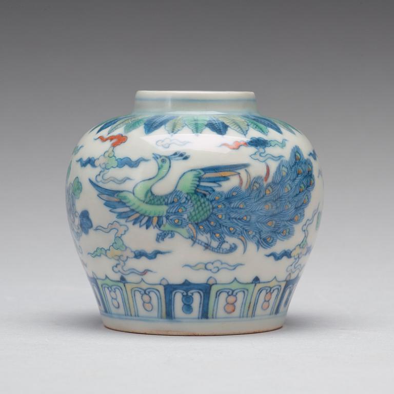 A doucai jar, Ming dynasty, Chenghua period 1465-87.