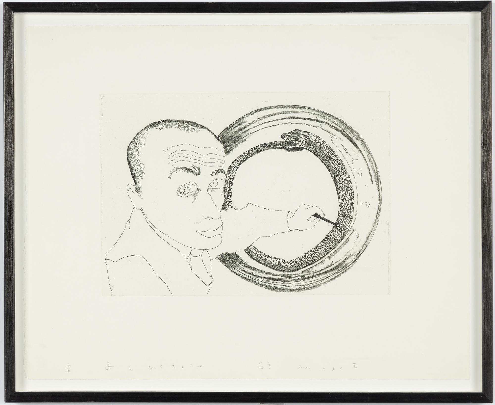 Francesco Clemente, ”Self portrait nr 4, Snake”.