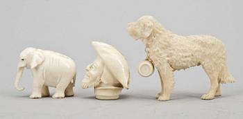 FIGURINER, 3 st, ben, omkring sekelskiftet 1900 till 1920-tal.