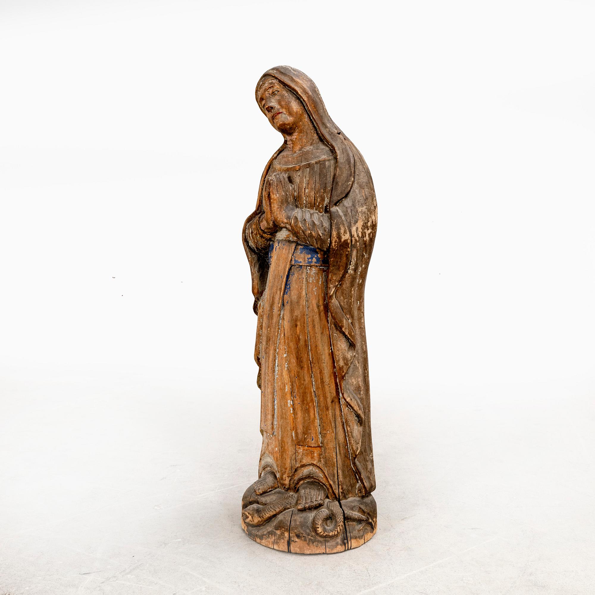 A French 19th century wooden Madonna.