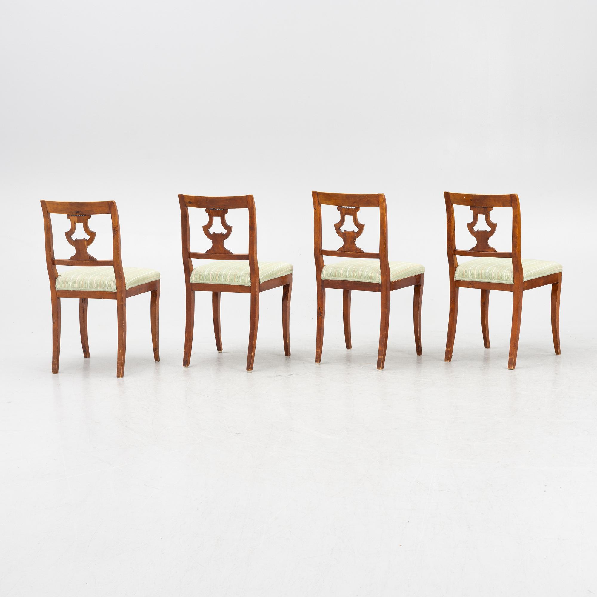 Stolar, 4 st, empire, 1800-talets första hälft.