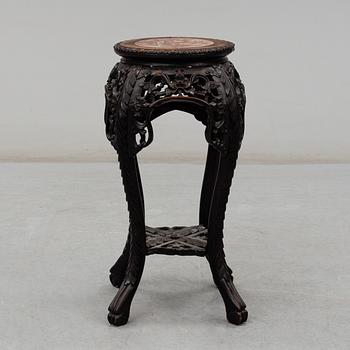 A Chinese wooden stand, with stone inlay, 20th century.