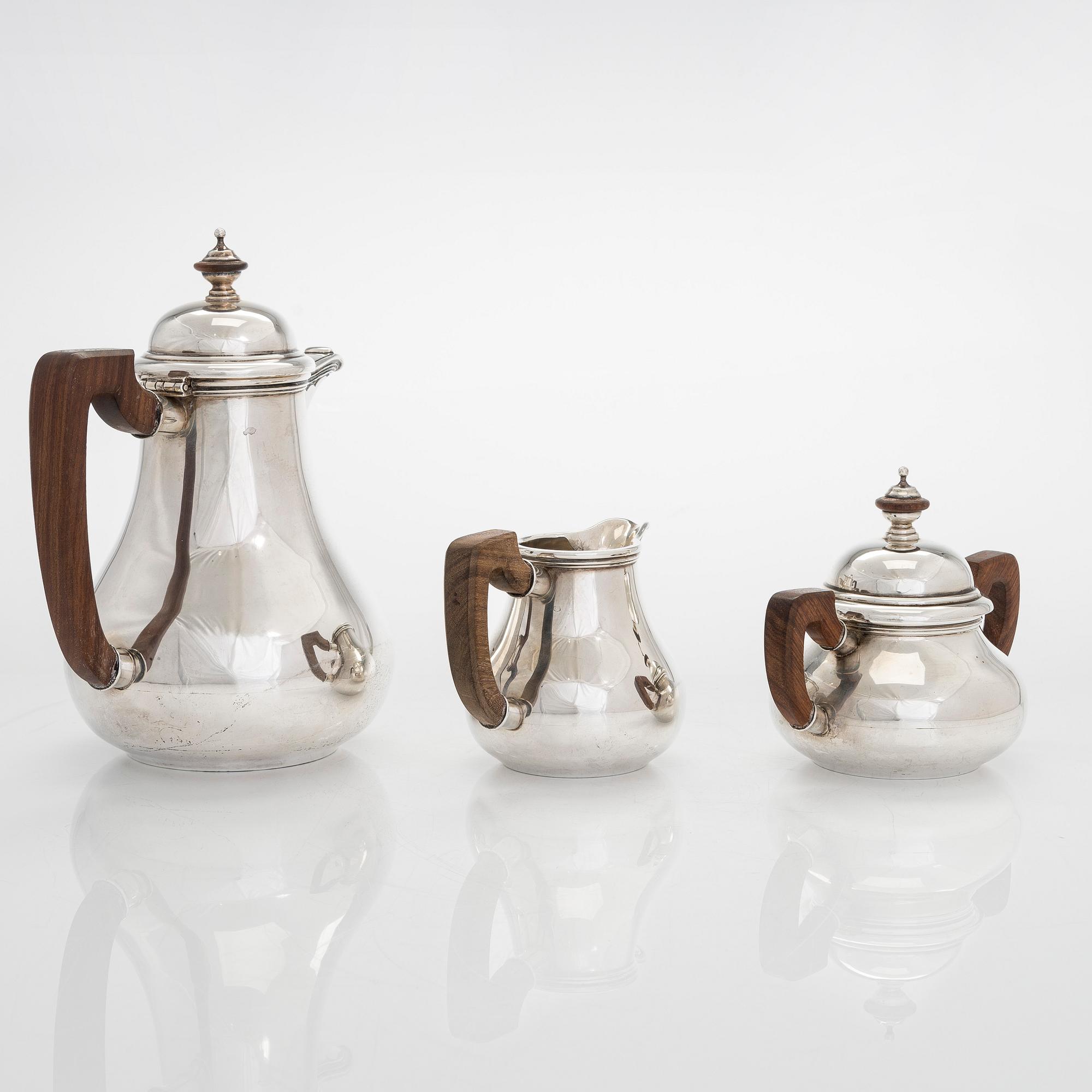 A 4-piece Mexican sterling silver tea set, mid-20th century.