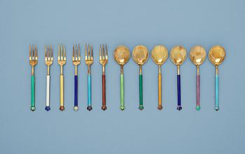 628. A set of David-Andersen 12 pcs of dessert forks and spoons,