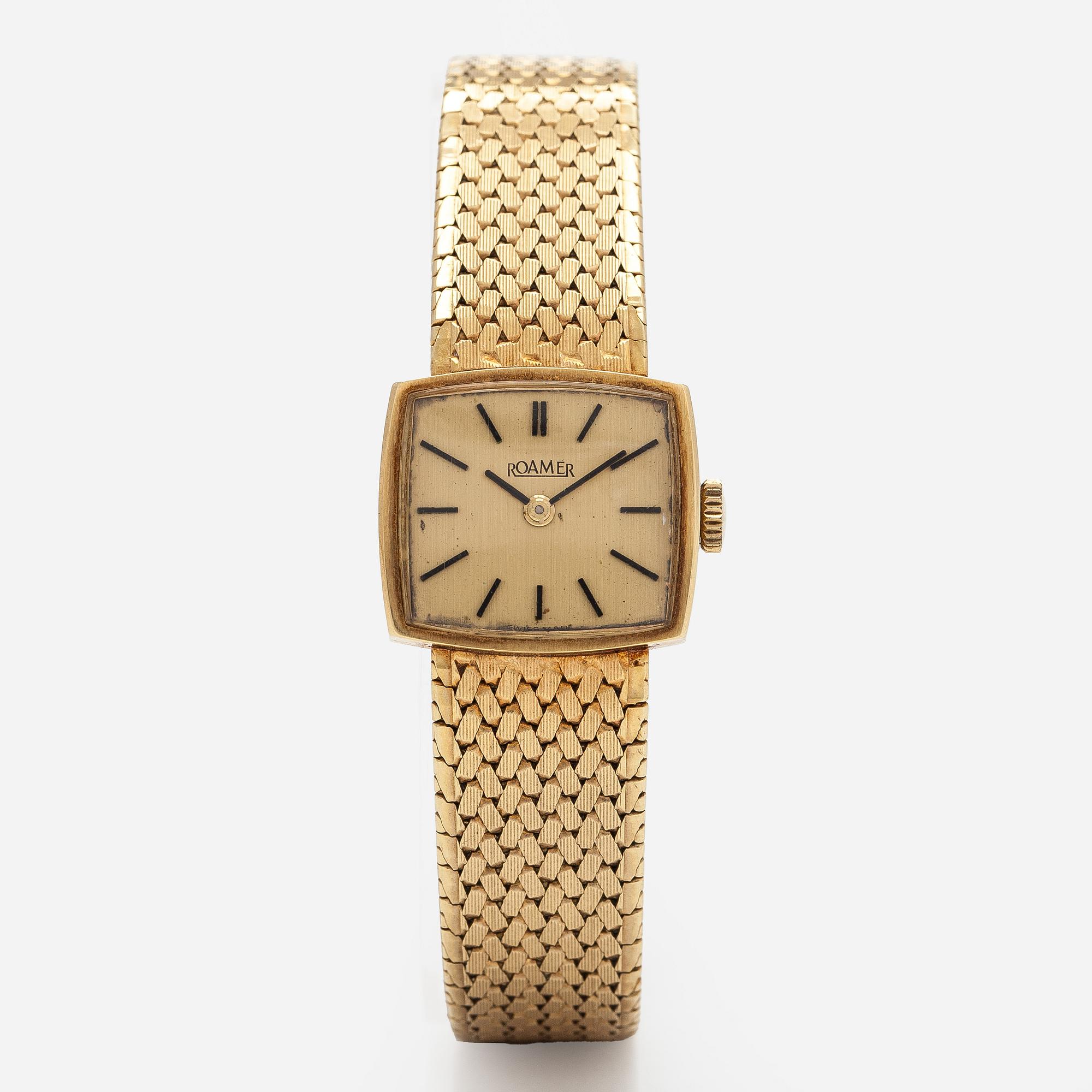 Roamer, armbandsur, 19 x 17 mm, 14K guld, manuell.