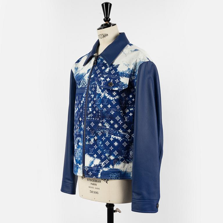 Louis Vuitton, jacket, "Monogram Bandana Mix Leather Denim Jacket", 2022 collection by Virgil Abloh, size 46.