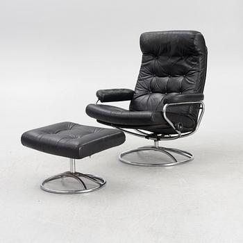 Fåtölj med fotpall, "Stressless", Ekornes, Norge, 1900-talets andra hälft.