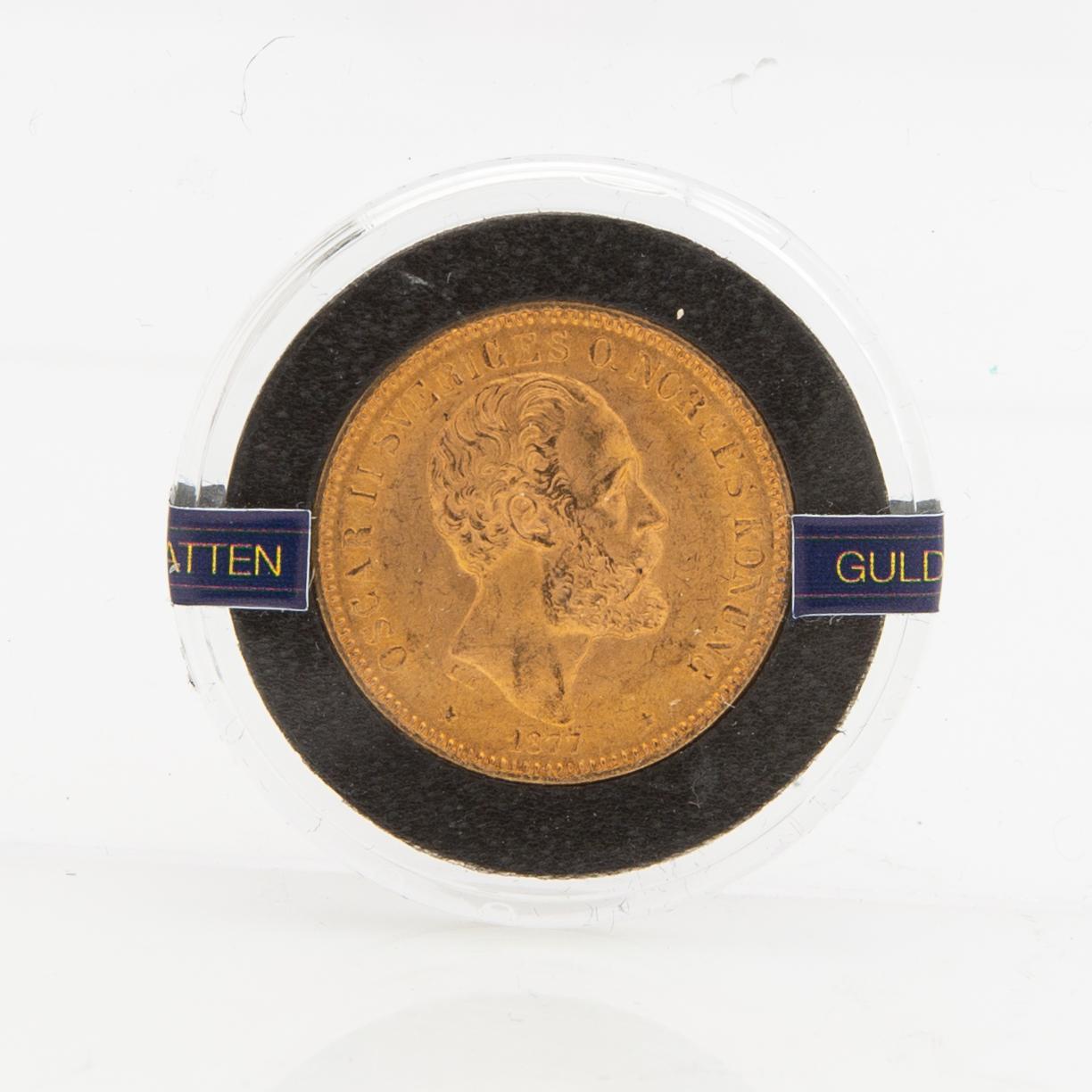 Gold coin Sweden, Oscar II 20 kr, 1877.