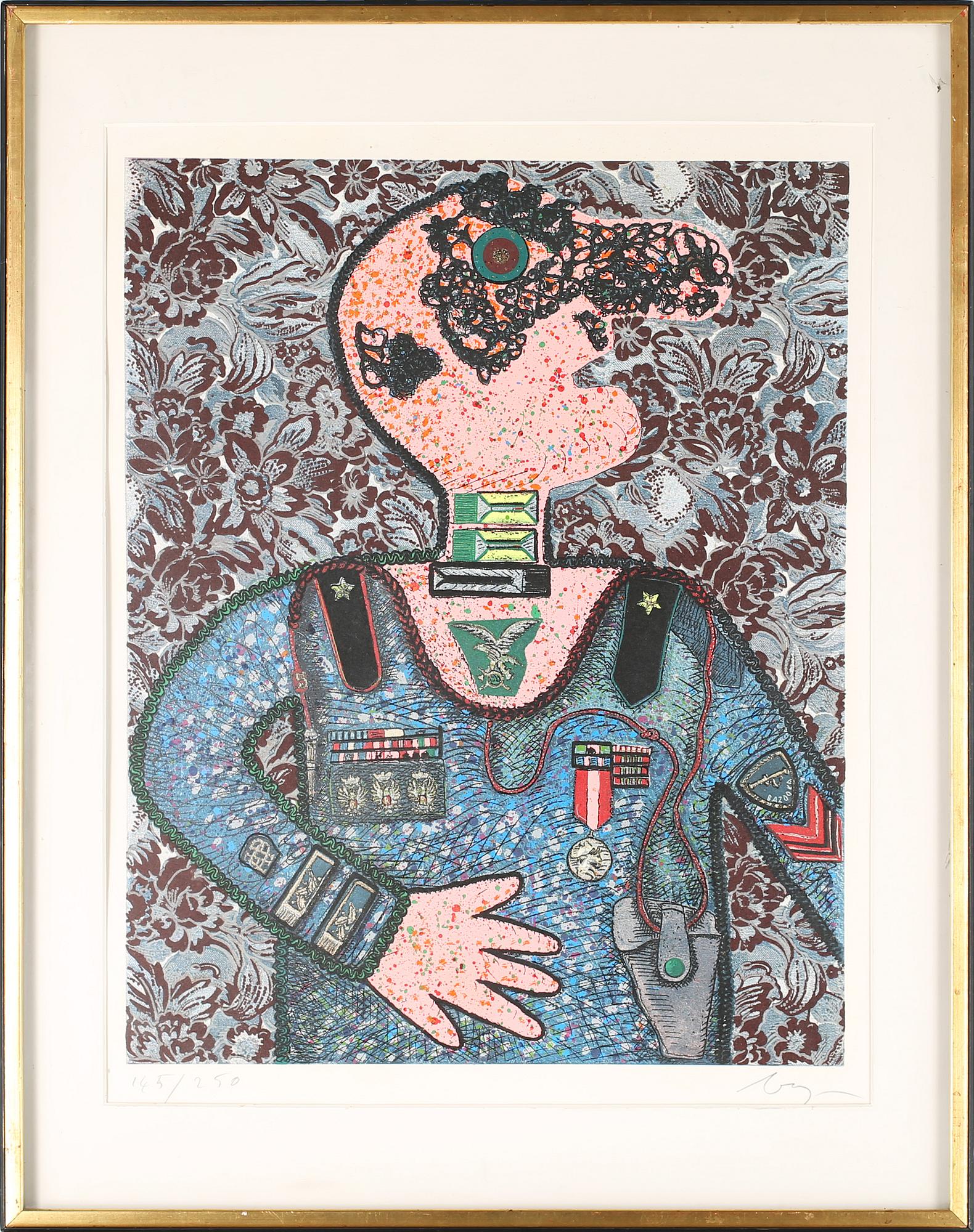 ENRICO BAJ, färglitografi, signerad och numrerad 145/250.