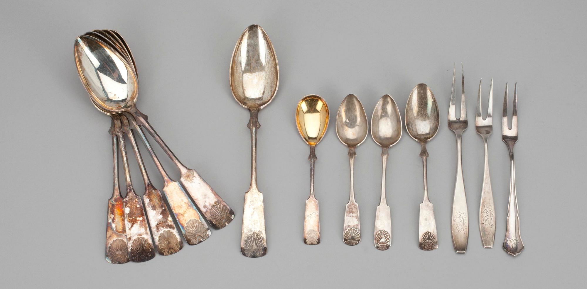 BESTICK, 13 st, silver, diverse finska stämplar, 1900-tal. Vikt tot. 383 g.