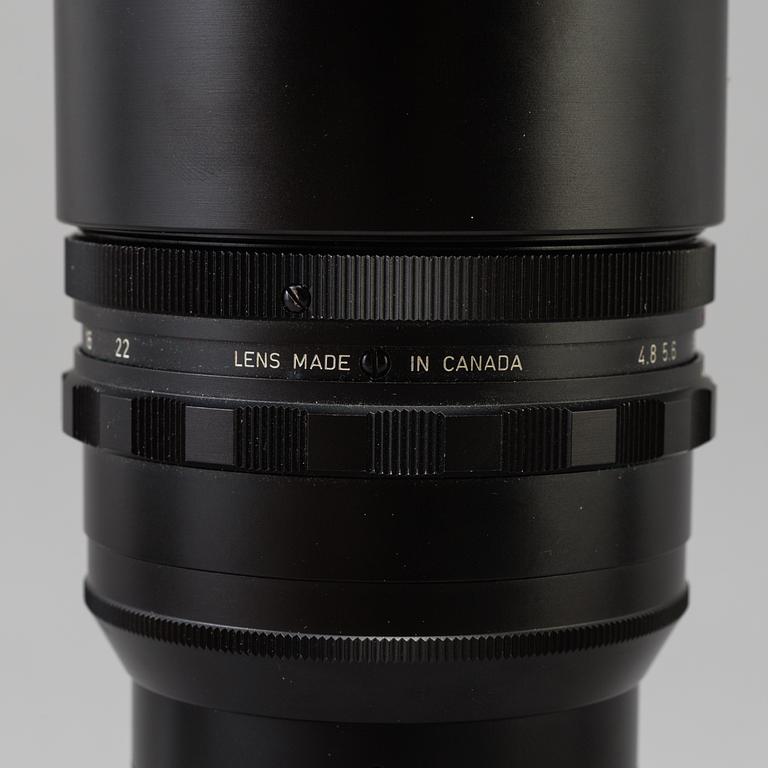 A black Leica Telyt 1:4,8/280 lens no 2298867, Leitz Canada.