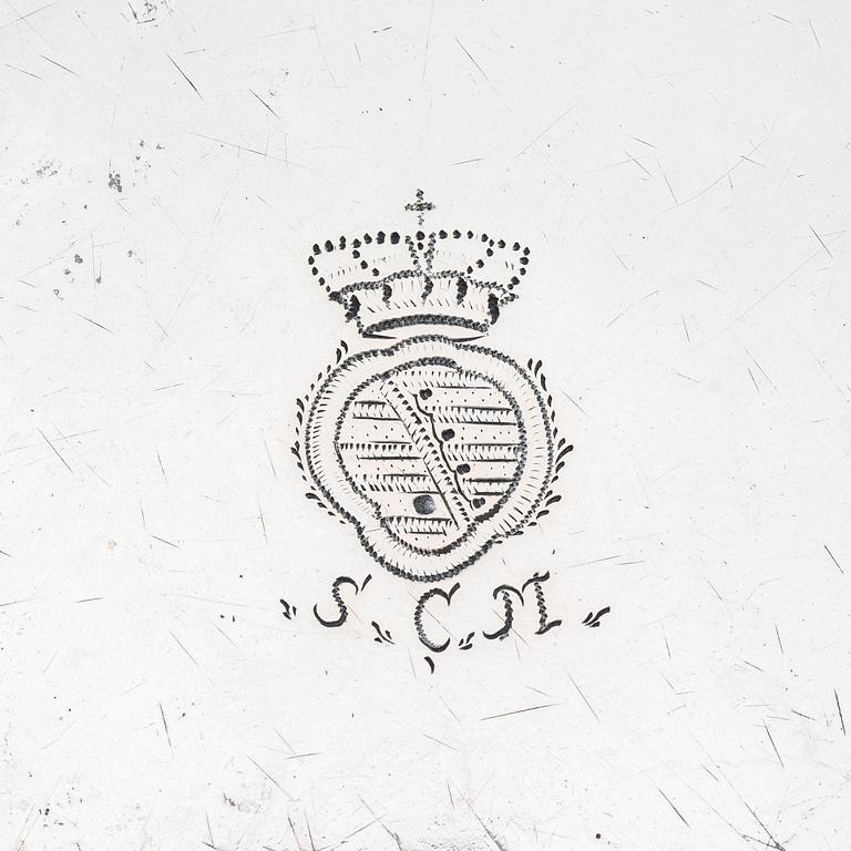 An 18th century silver tazza, mark of Johann Martin I Satzger, Augsburg 1747-1749.