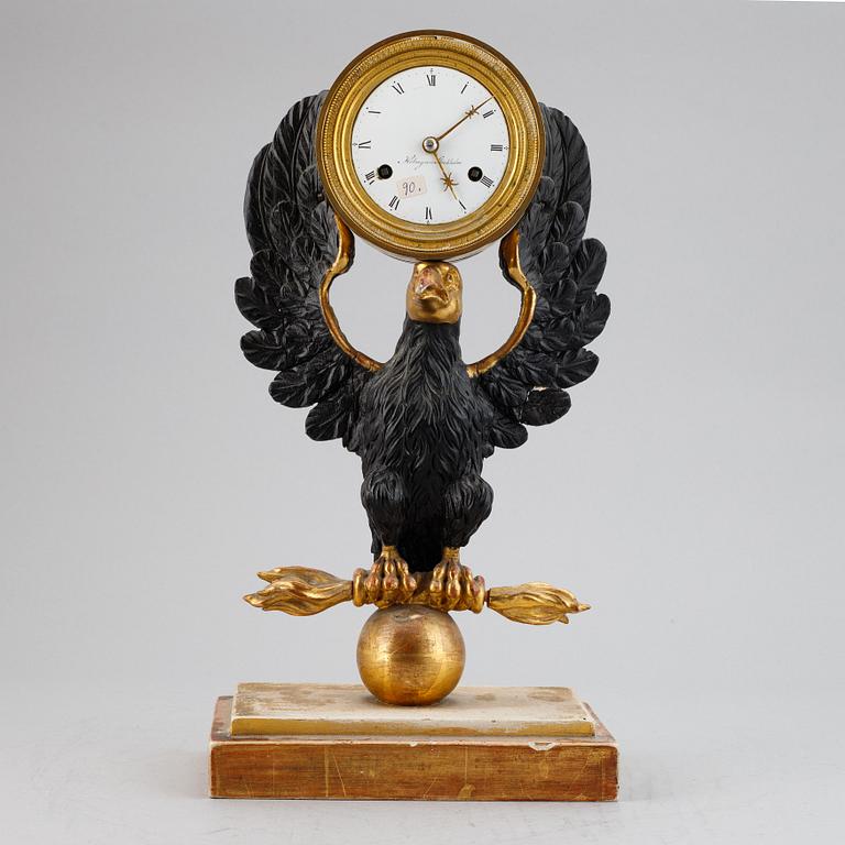 An empire mantel clock by Jacob Holmgren (Stockholm 1811-1837).