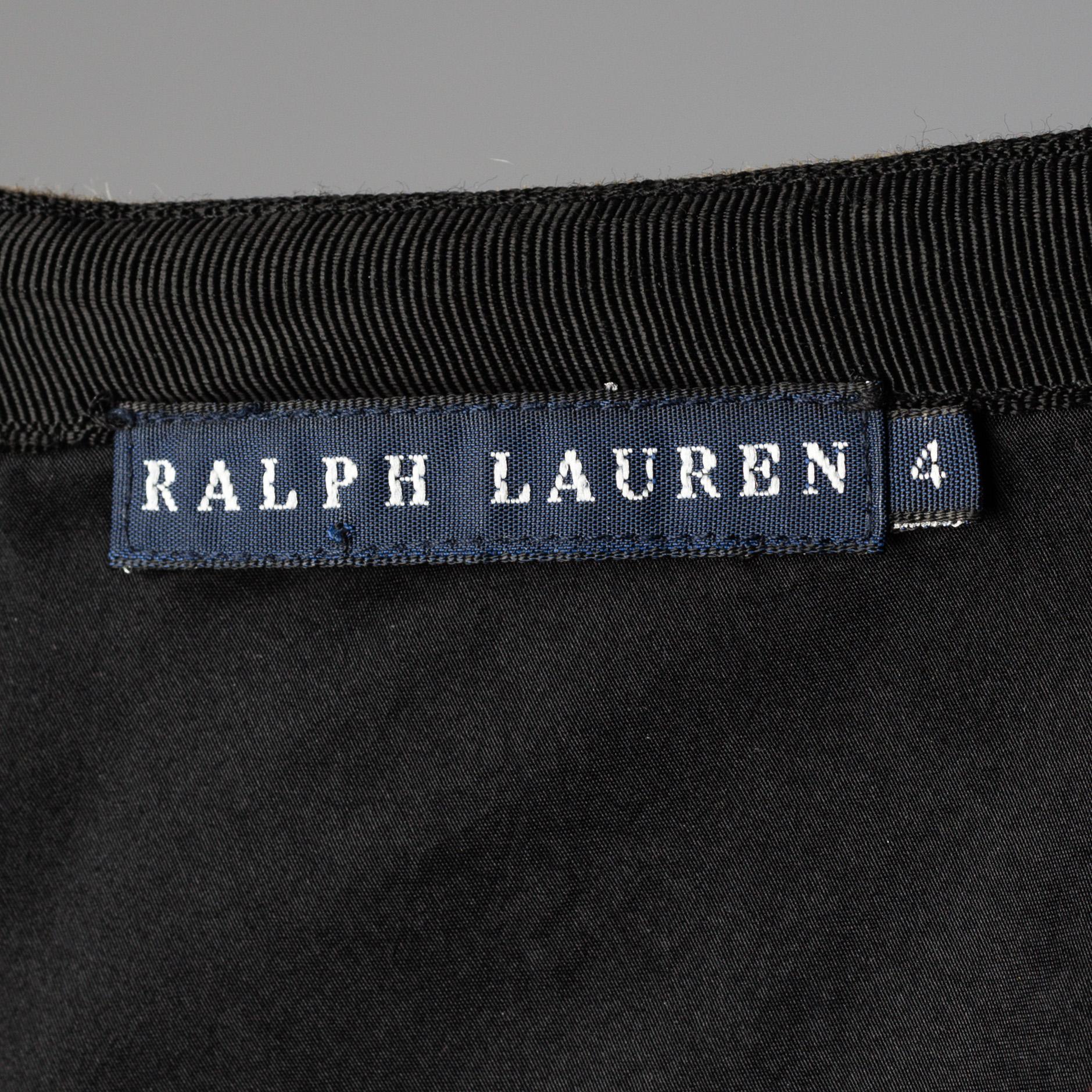 A denimpatchwork hobble-skirt by Ralph Lauren.